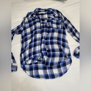 Abrecrombie and Fitch Flannel ; Blue Black White plaid